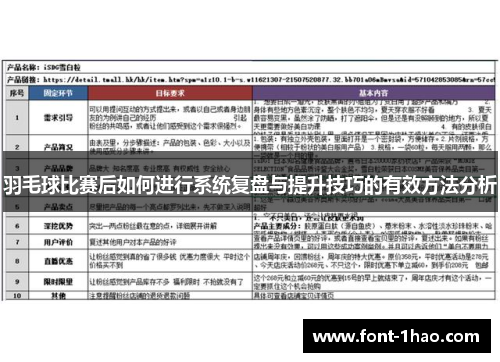 羽毛球比赛后如何进行系统复盘与提升技巧的有效方法分析